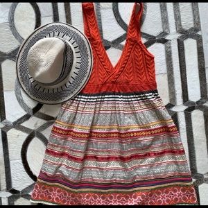 Free People Embroidered Burnt Orange Boho Elegant